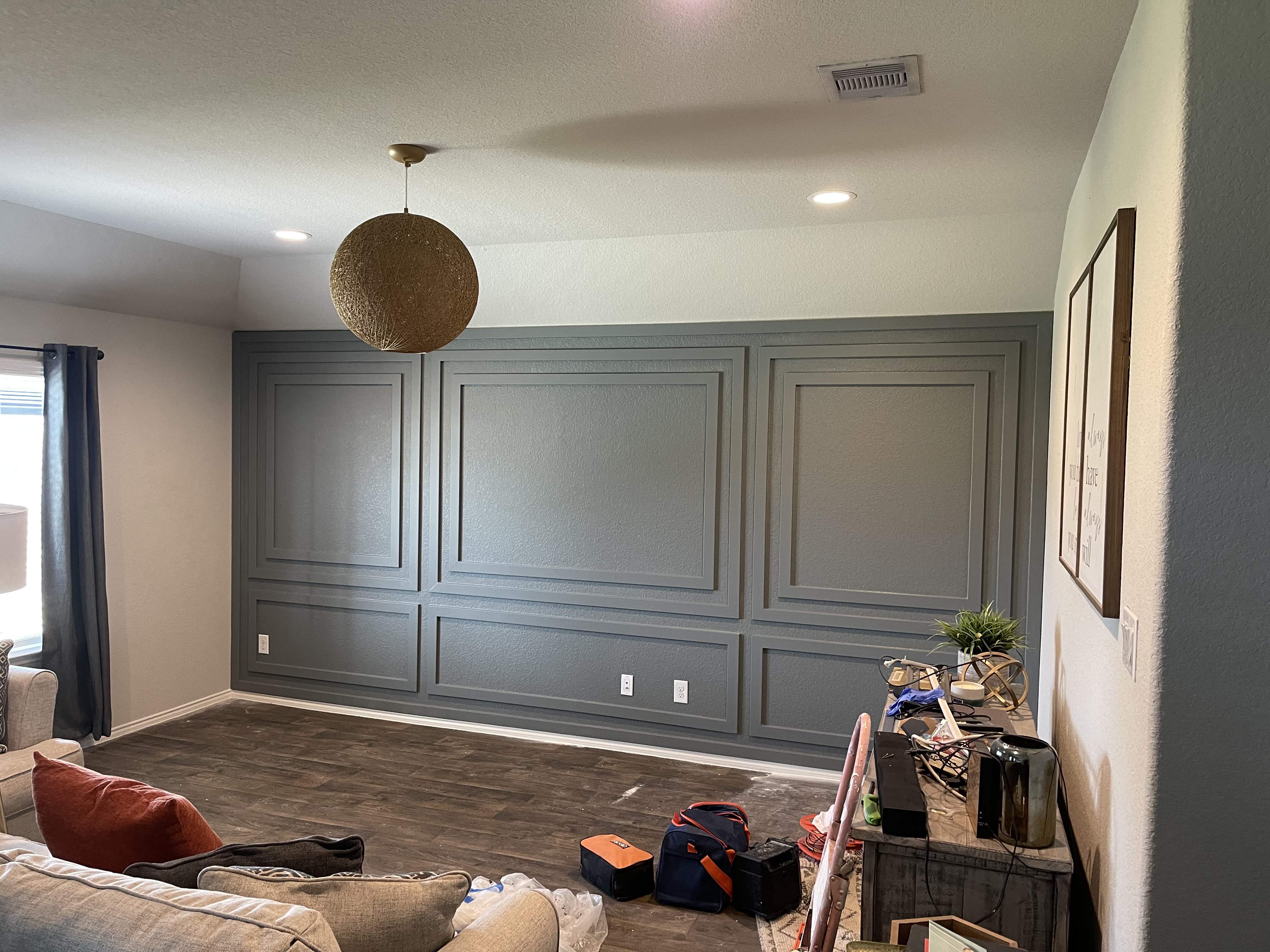 Wainscoting panel molding wall — OakVera drywall and finishing